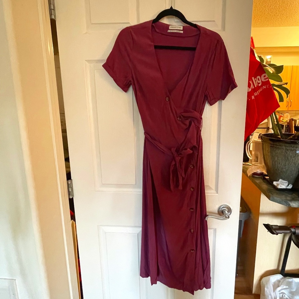 Urban Outfitters Midi Button Up Wrap Dress